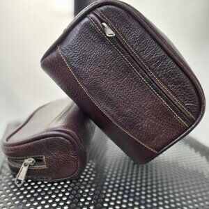 Parker Men's Luxury Zip-close Nesting Leather Toiletry BAG (set of 2)